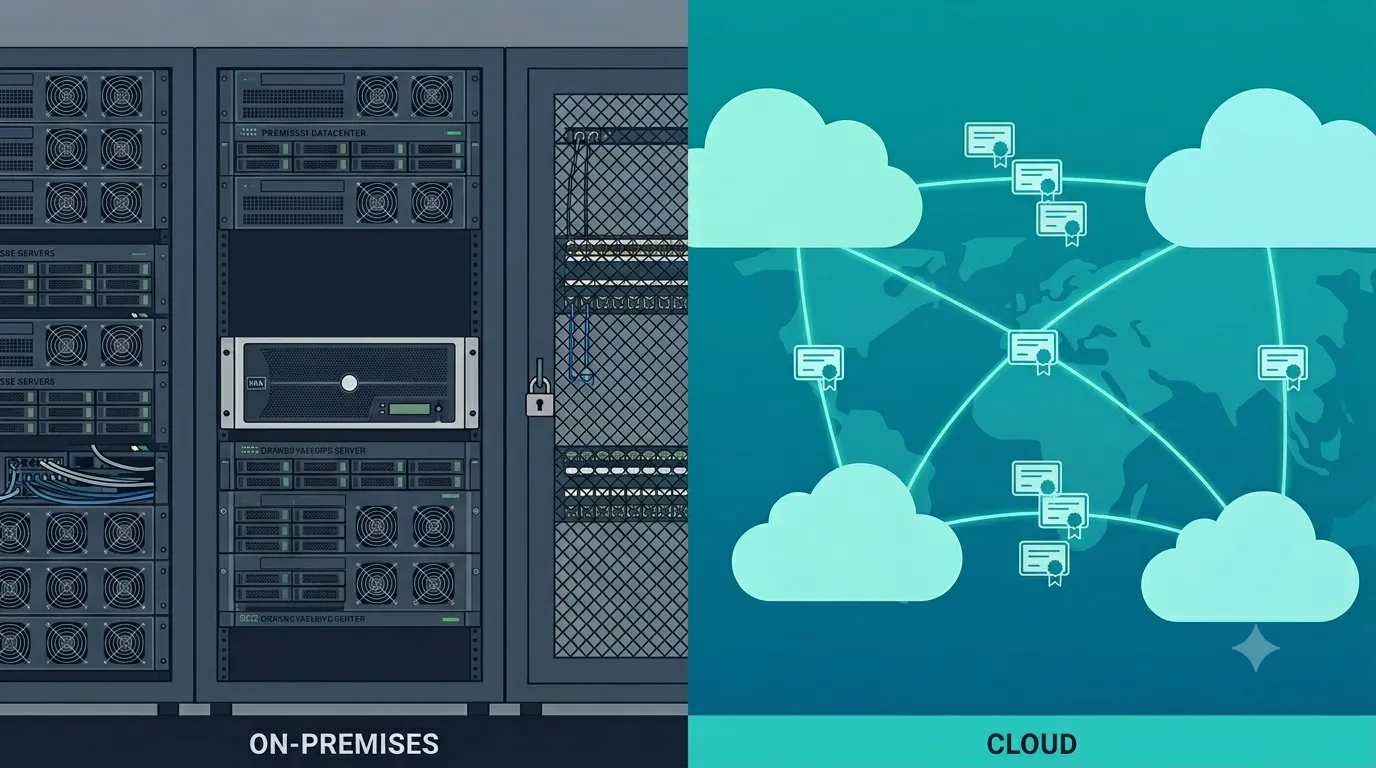 Cloud vs on-premises PKI deployment models compared